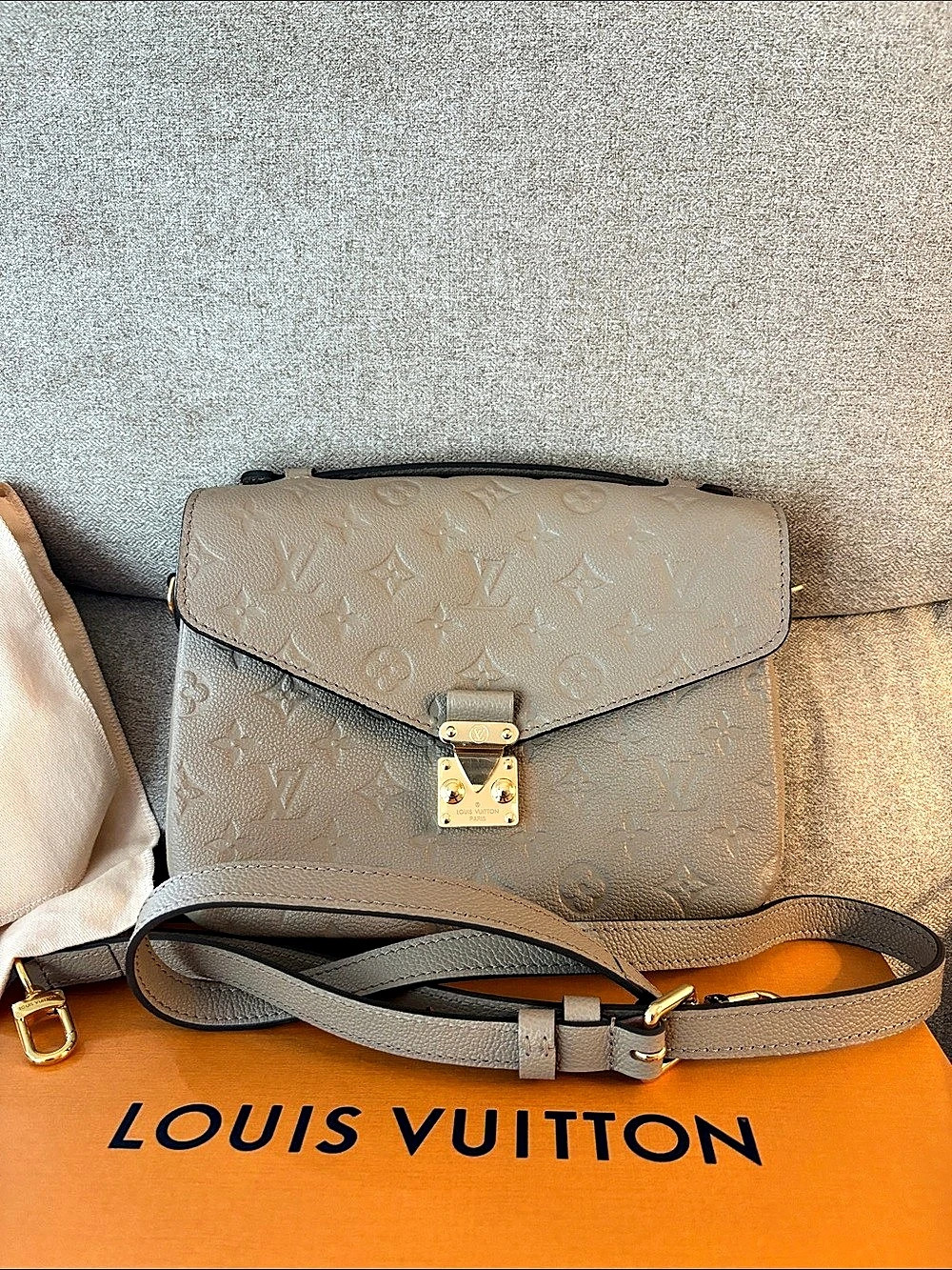 Louis Vuitton Pochette Métis Monogram Empreinte Crossbody Bag in Turtle Dove